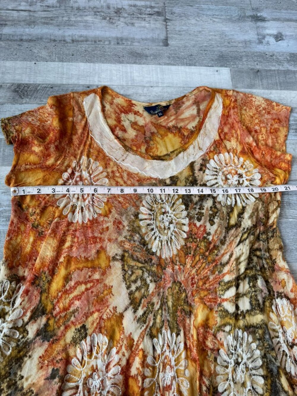 Riviera Sun orange tie dye loose embroidered short sleeve dress size XL A4 - Picture 3 of 7